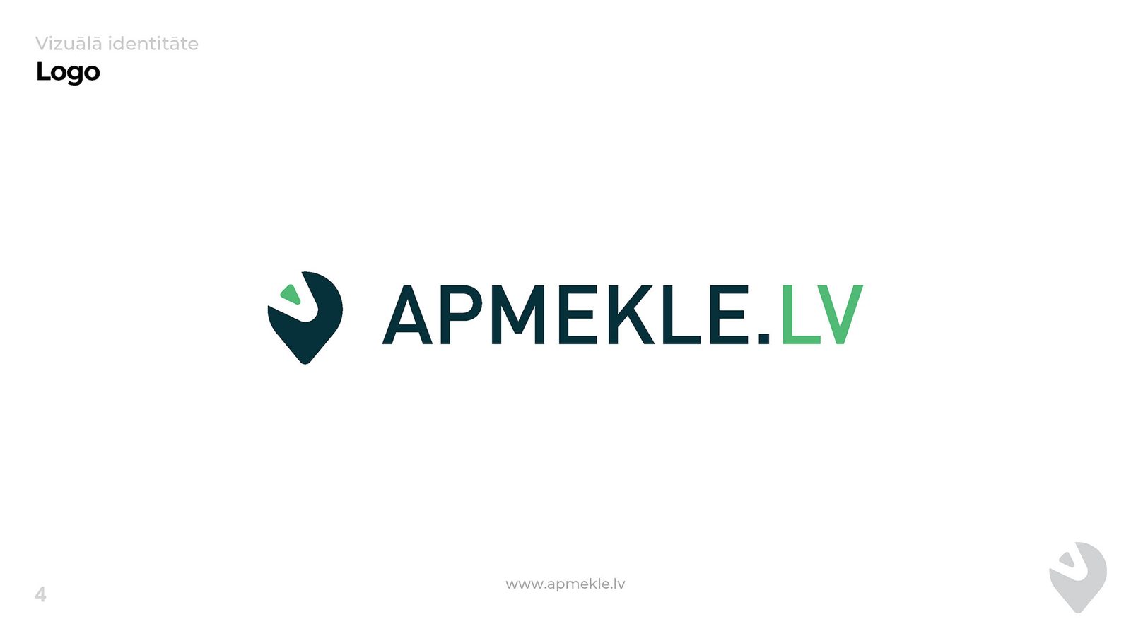 Zīmola grāmatas lapa ar Apmeklē.lv pamata logotipu