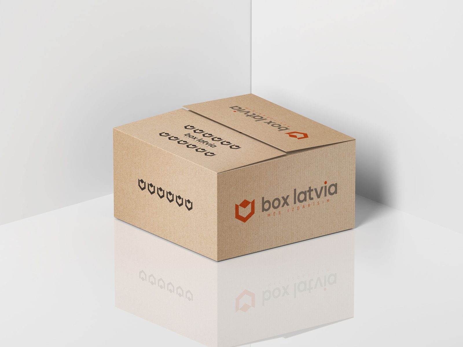 Kartona sūtījuma kaste ar Box Latvia marķējumu