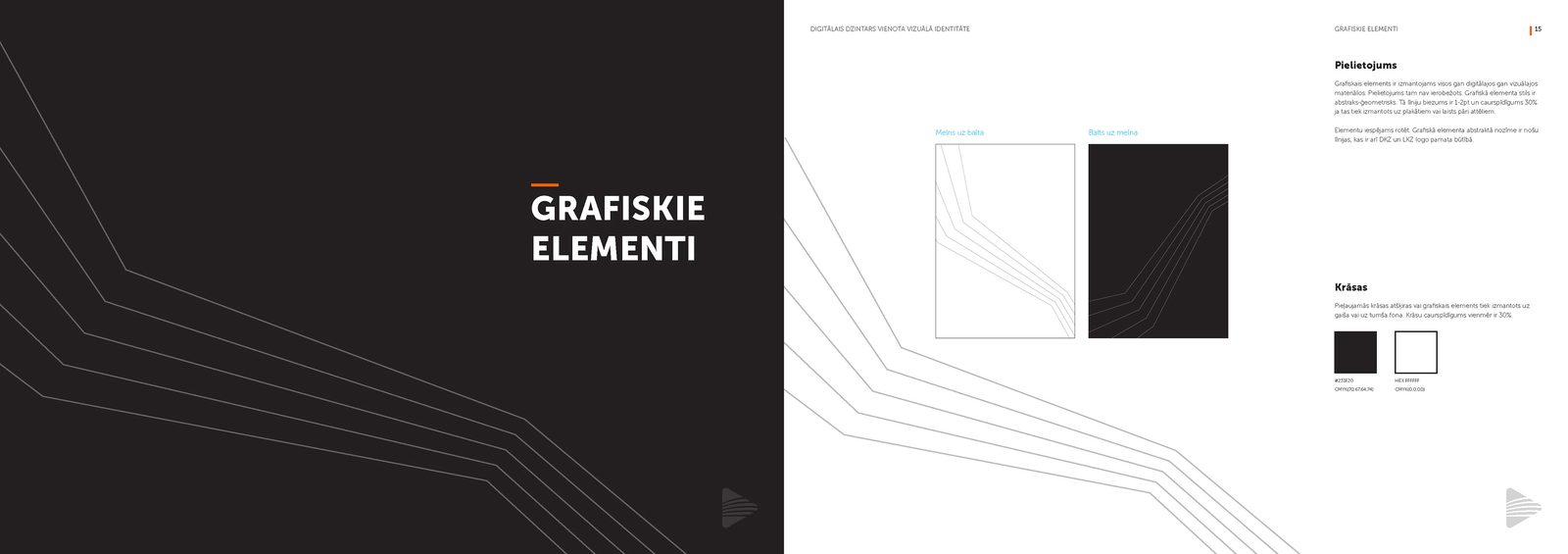 Sadaļas „Grafiskie elementi” šķirlapa ar līniju rakstu