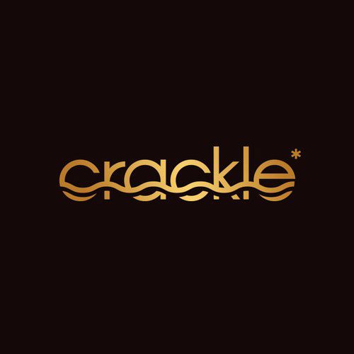 Crackle logotips zelta krāsā uz tumša fona