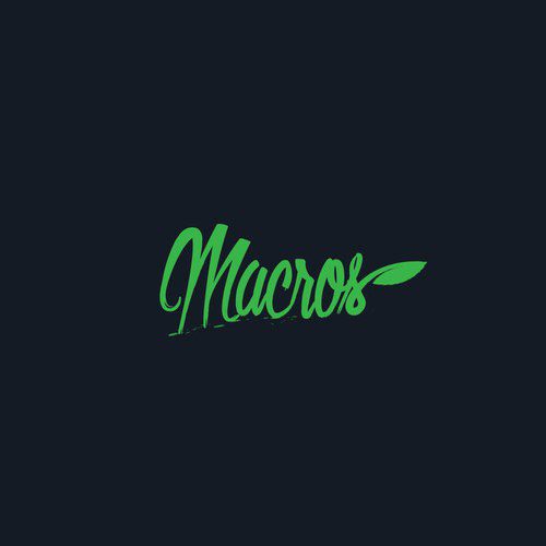 Macros logotips zaļā rokrakstā ar lapu