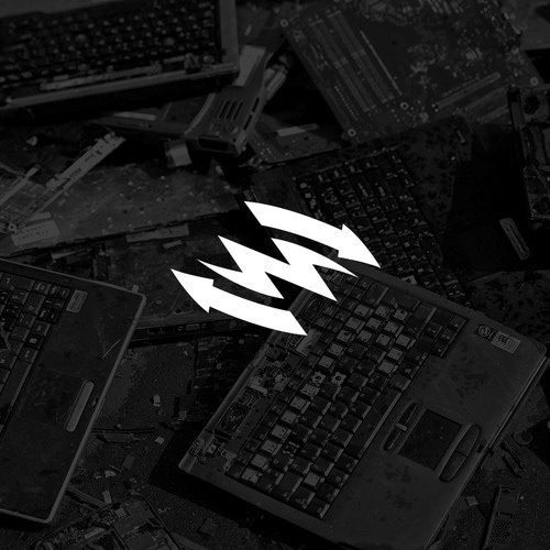 SellBroke baltā zibens zīme uz nolietotas elektronikas fotogrāfijas