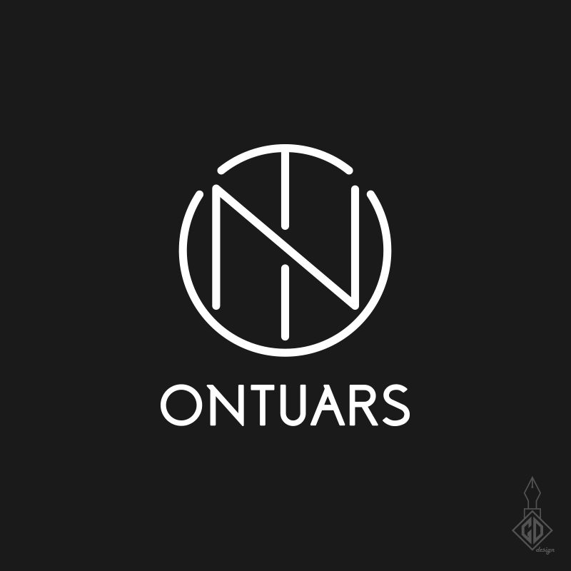„Ontuars” monogramma aplī uz melna fona