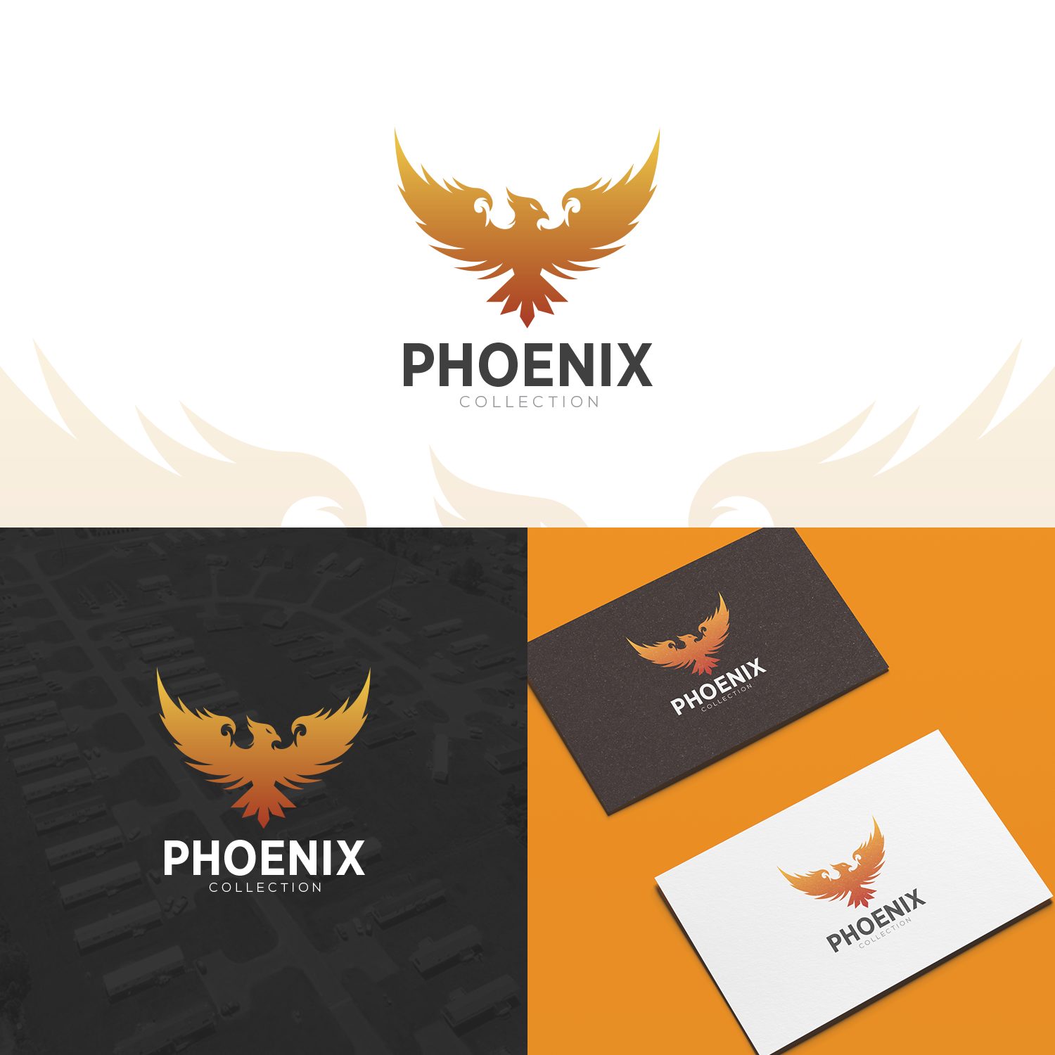 Phoenix Collection vizītkartes un logotips ar fēniksu