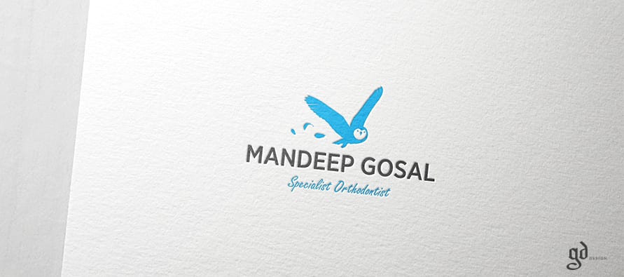Ortodonta Mandeep Gosal logotips ar zilu putnu