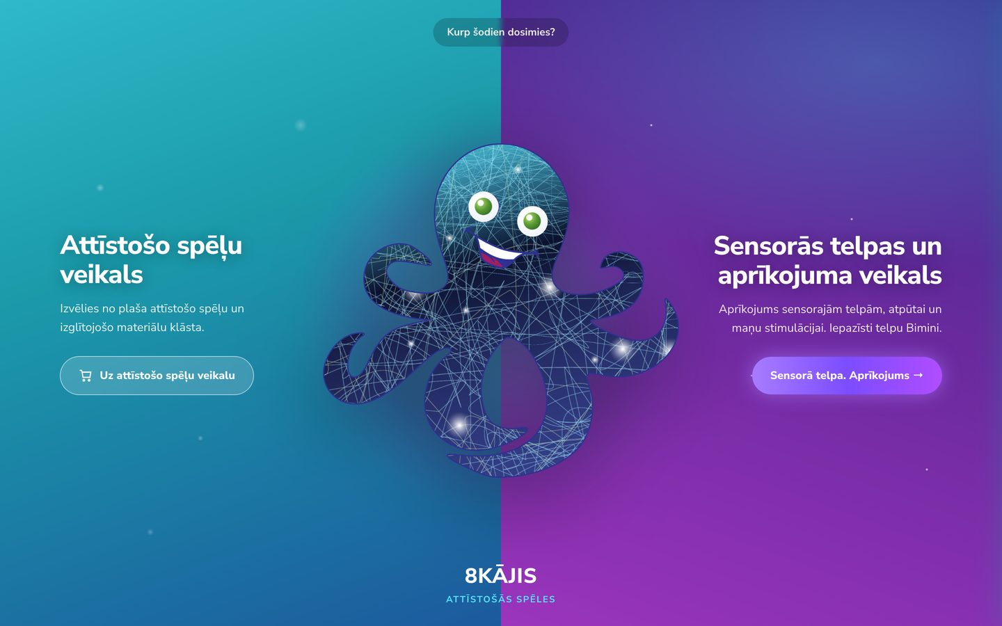 Mājaslapa 8kājis (SIA Zingelis) datora ekrānā
