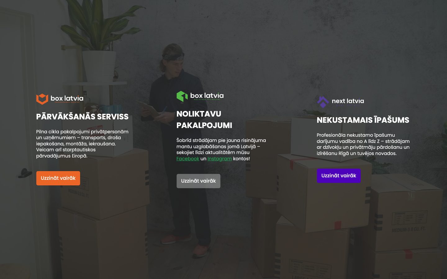 Mājaslapa Box Latvia datora ekrānā