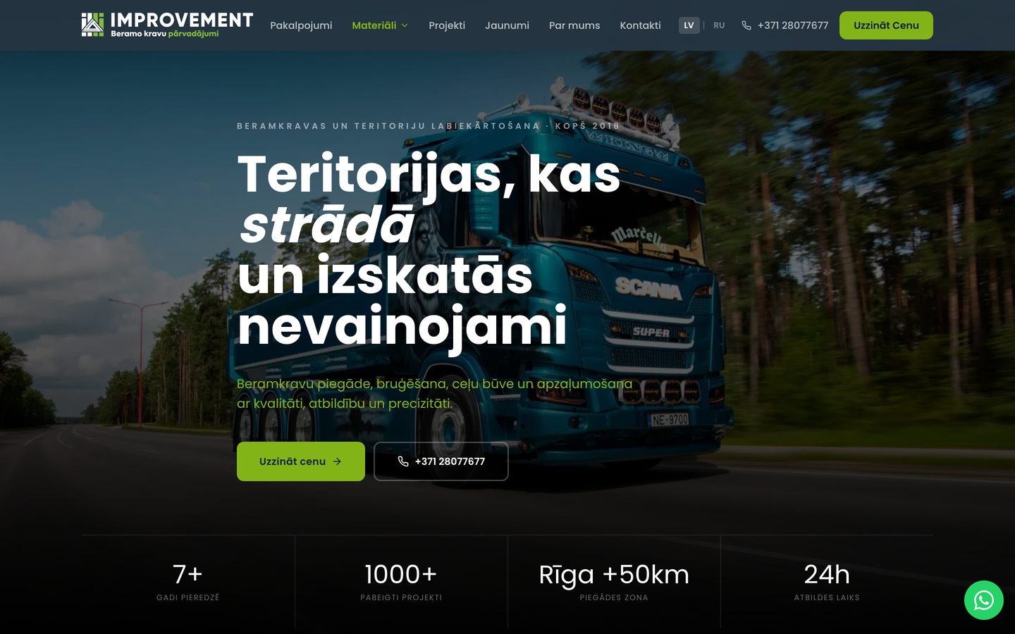 Mājaslapa Improvement datora ekrānā
