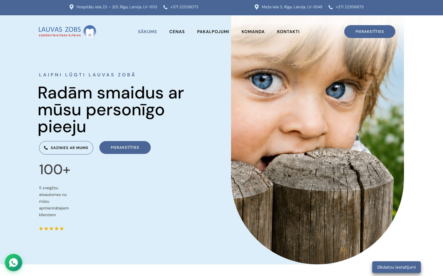 Mājaslapa Lauvas Zobs datora ekrānā
