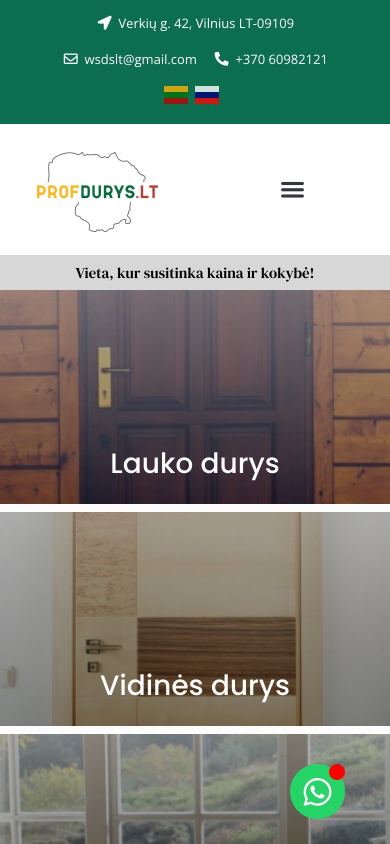 Mājaslapa Prof Durys telefona ekrānā