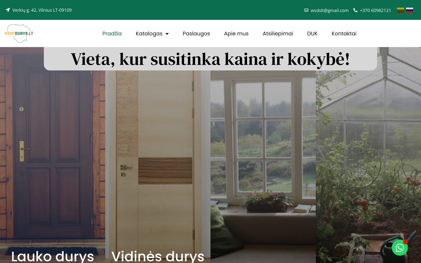 Mājaslapa Prof Durys datora ekrānā