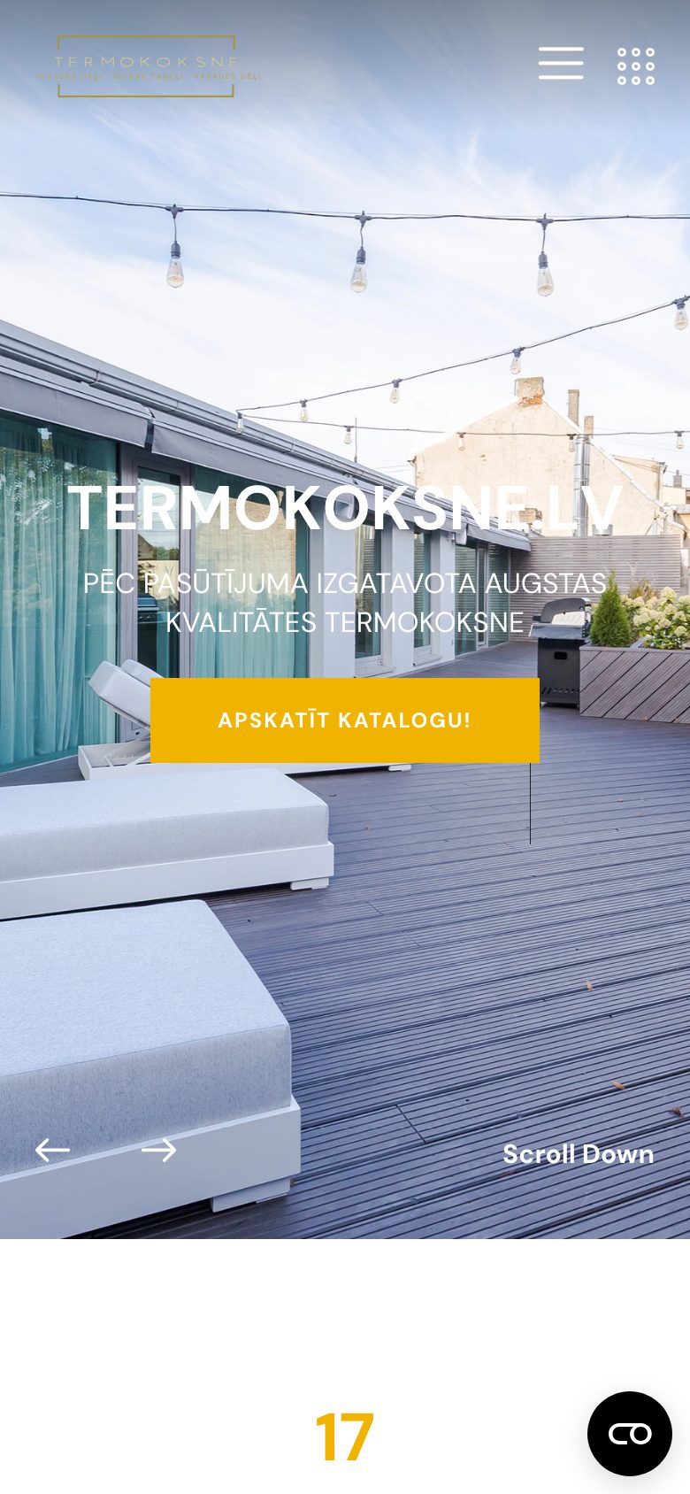 Mājaslapa Termokoksne telefona ekrānā