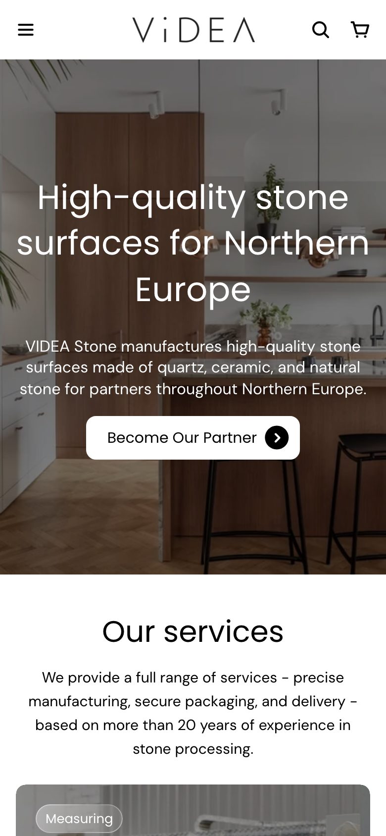Mājaslapa Videa Stone telefona ekrānā