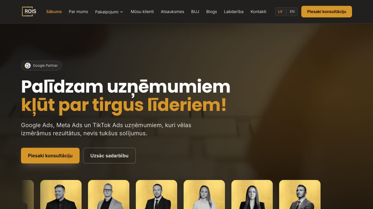 ROIS.lv mājaslapas ekrānuzņēmums